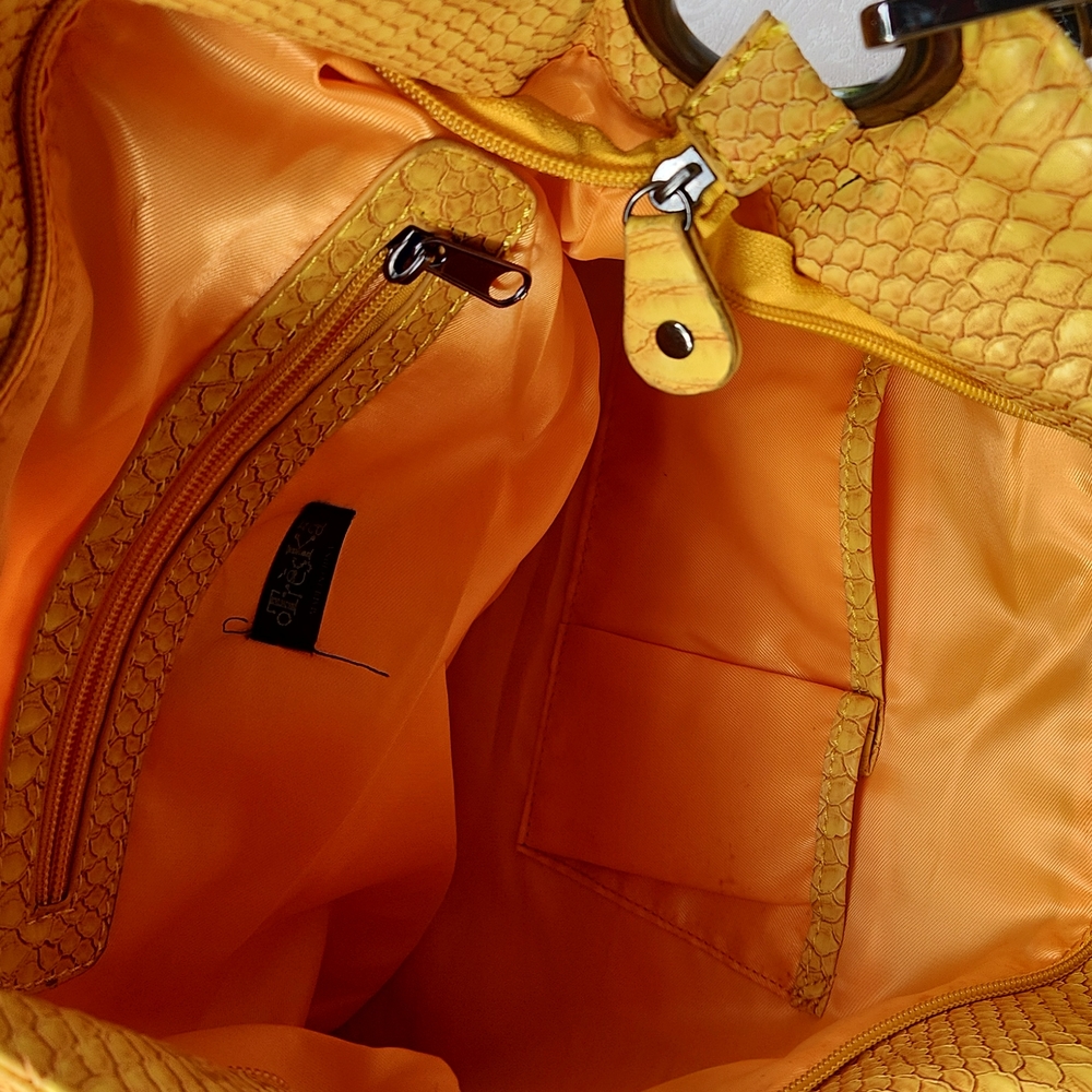Mustard yellow snake textured bag, LARGE!!!! Imperfect - Picture 6 of 8